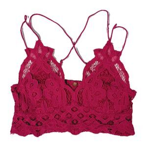 Free People One Adella Bralette Magenta Pink S Crochet Lace Boho Festival